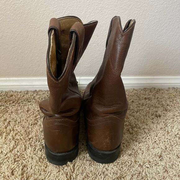Justin Boots Mens 6.5 Womens 8 Brown Corona Classic Roper Western Cowboy Leather main image 6